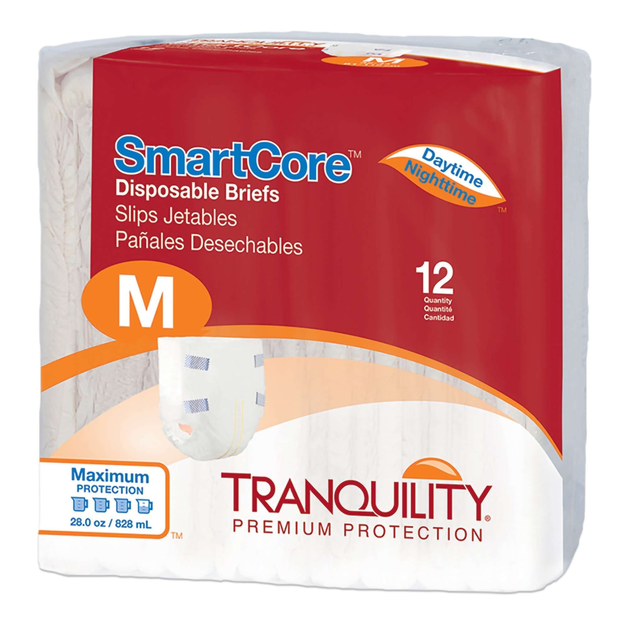SmartCore Disposable Premium Protection Briefs, White, Medium - Case of 96 - Image 1