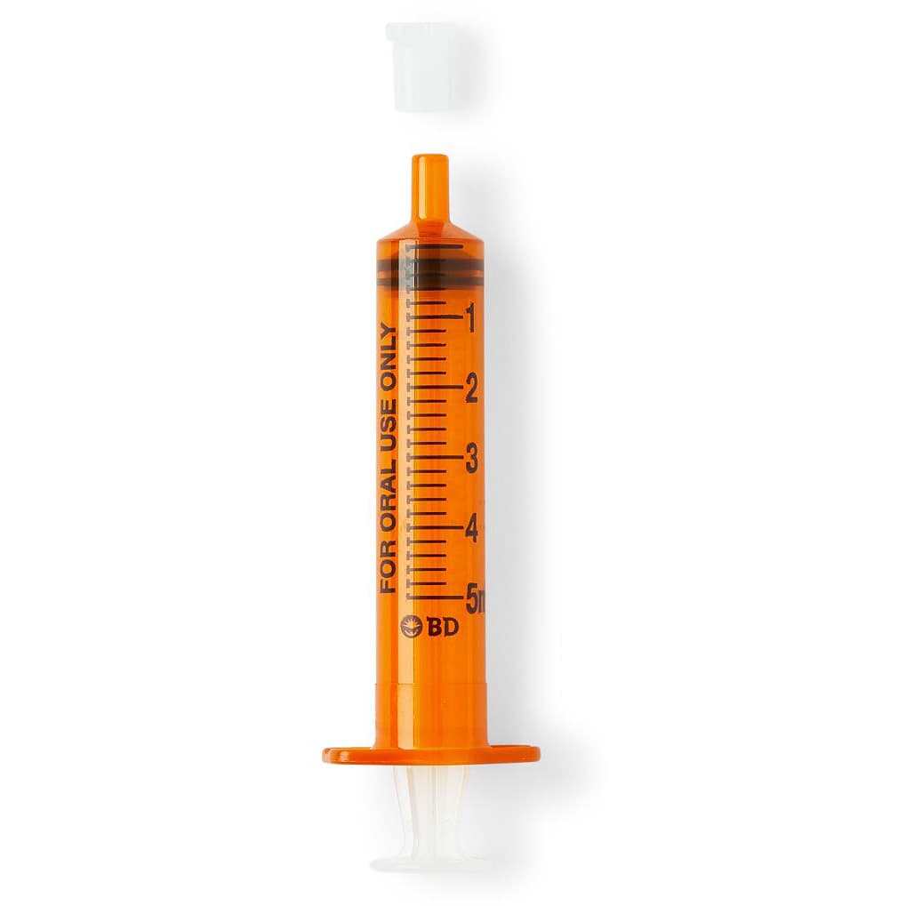 BD Amber Oral Syringe with Tip Cap, 5 ml - Case of 500 - Image 1