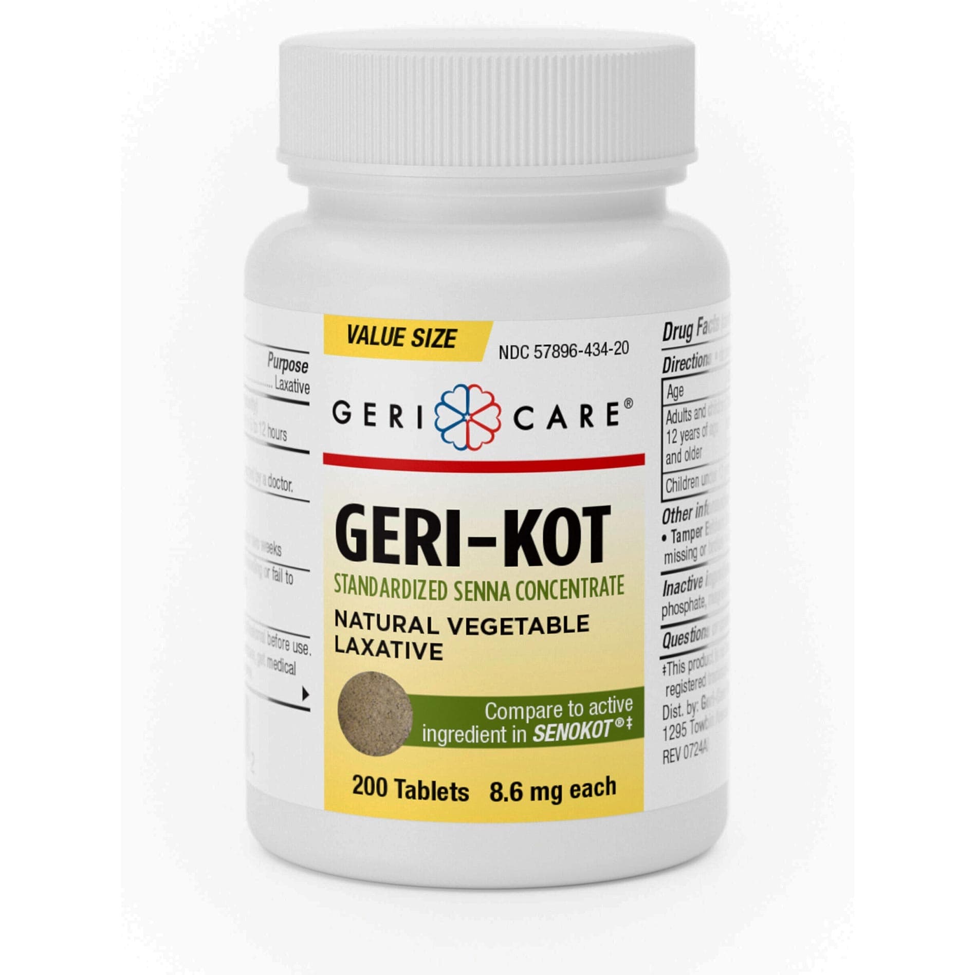 Geri-Care Geri-Kot Stool Softener Tablet, 8.6 mg - Bottle of 200 - Image 1