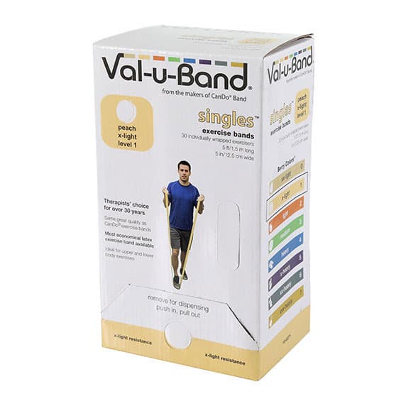 Val-U-Band Latex Exercise Band, 5-Foot Strip Peach (1) - Box of 30 - Image 1