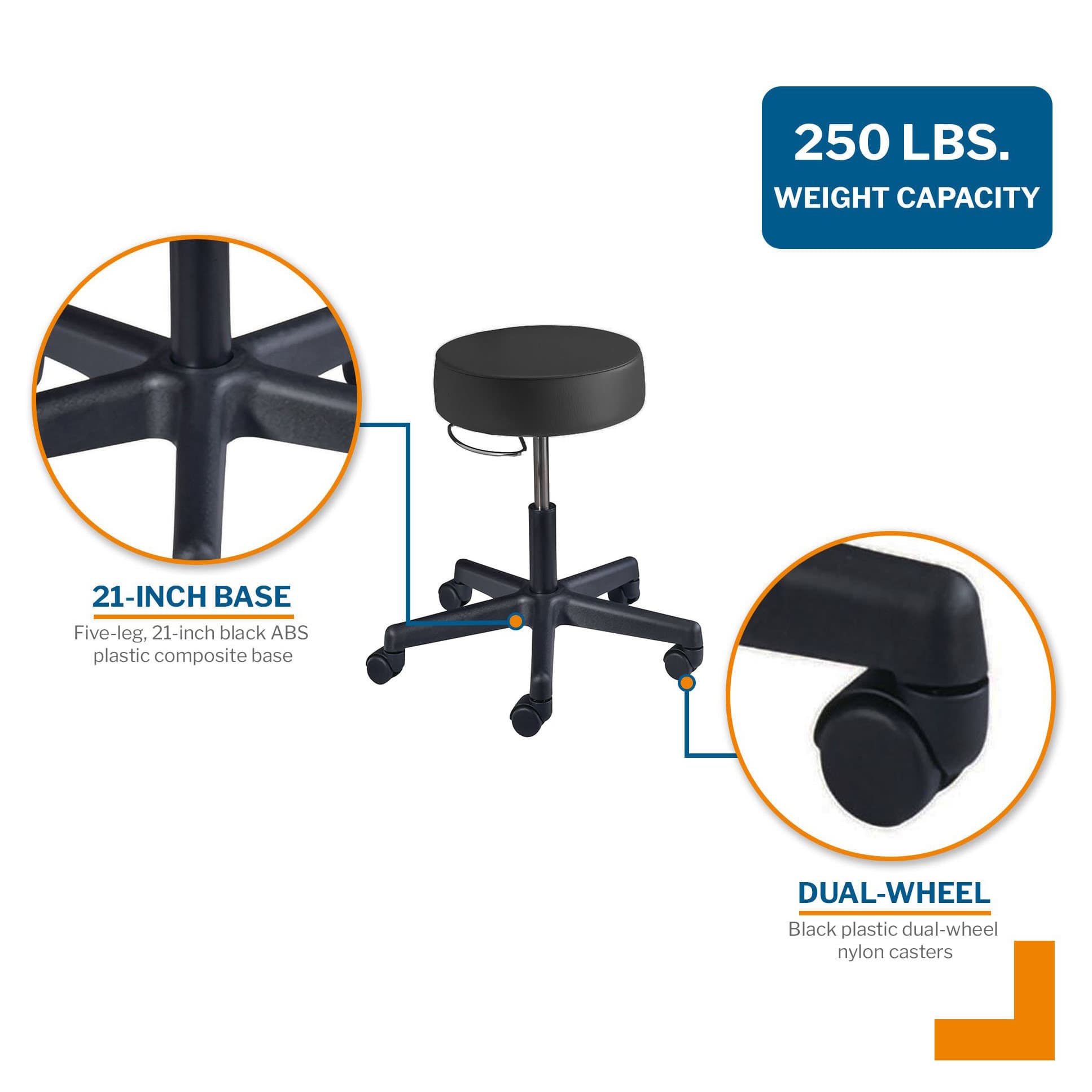 McKesson Backless Exam Stool with 17 to 22 Inch Height Range - Image 3