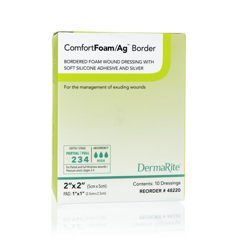 ComfortFoam Ag Border Foam Wound Dressing with Soft Silicone Adhesive and Silver - Image 2