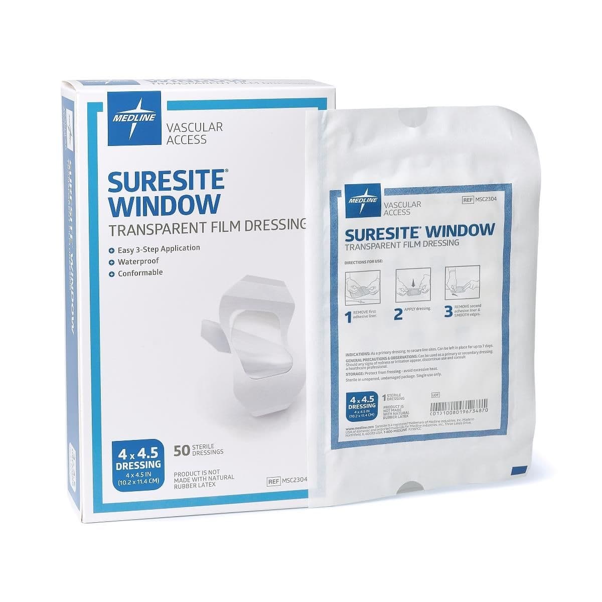 Suresite Transparent Window Film Dressing, 4 x 4.5 Inch - Box of 50 - Image 1