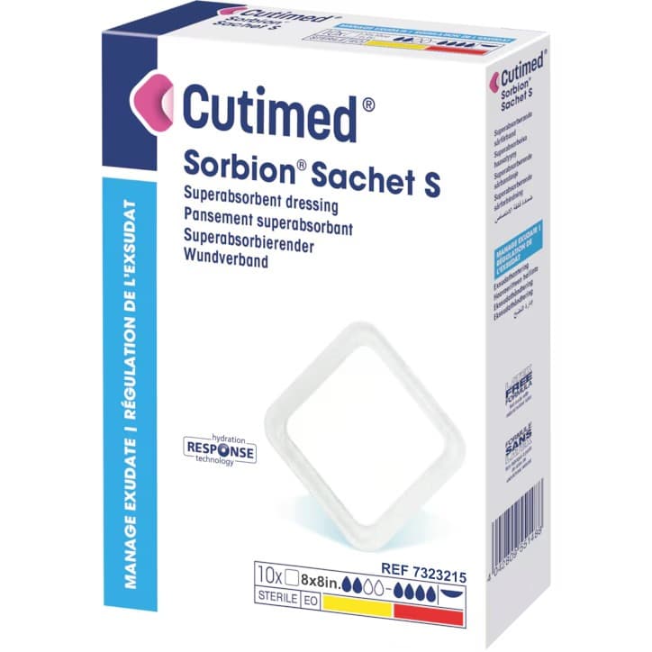Cutimed Sorbion Sachet S Wound Dressing, 8 x 8 Inch - Box of 10 - Image 1