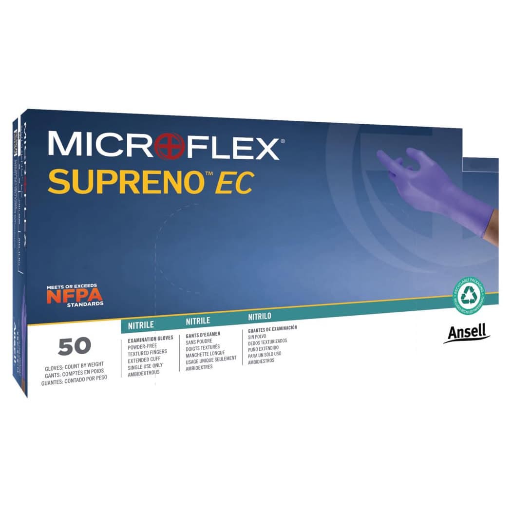 Microflex Supreno EC Nitrile Exam Gloves, Small - Box of 50 - Image 1