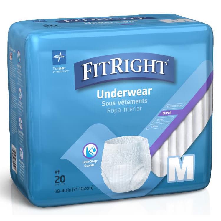 FitRight Super Adult Incontinence Underwear, Medium - Case of 80 - Image 1