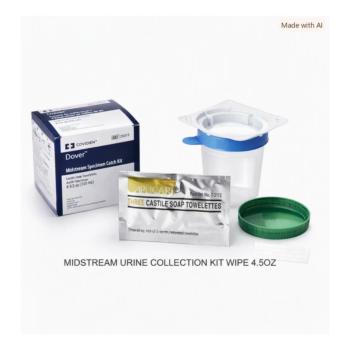 Dover Urine Specimen Collection Kit with Rim Protector, Castile Soap Towelettes - Case of 100 - Image 1