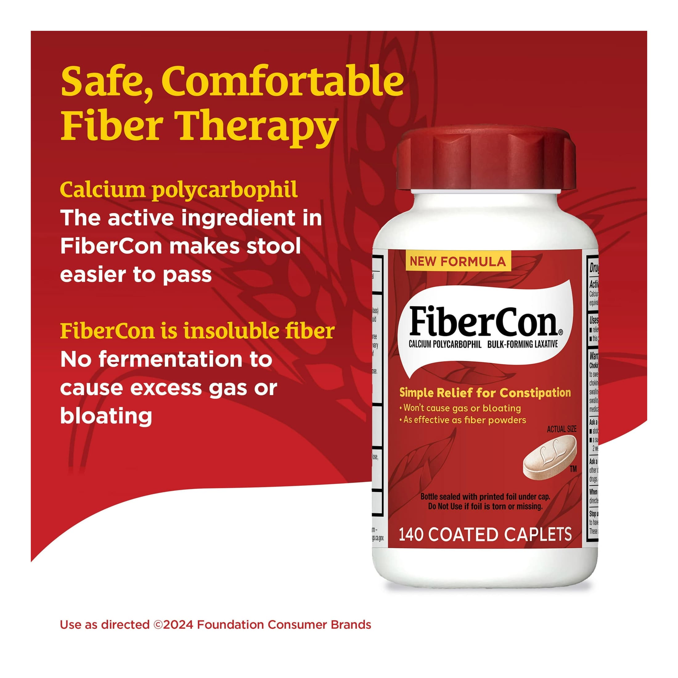 FiberCon Coated Caplets, 140 Count - Each - Image 2