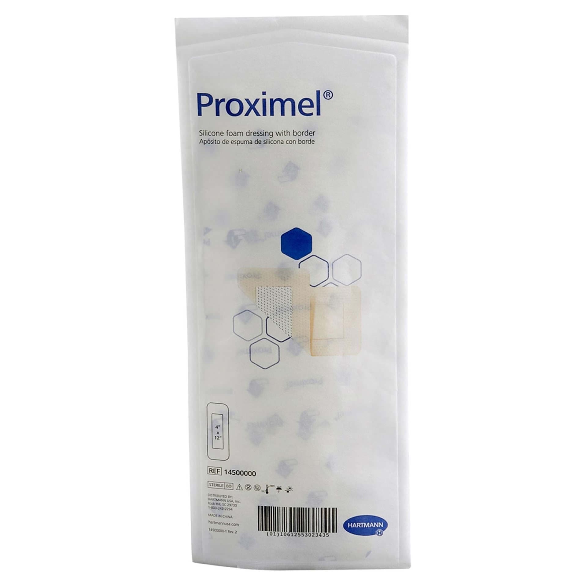 Proximel Silicone Foam Dressing with Border, 4 x 12 Inch - Each - Image 1