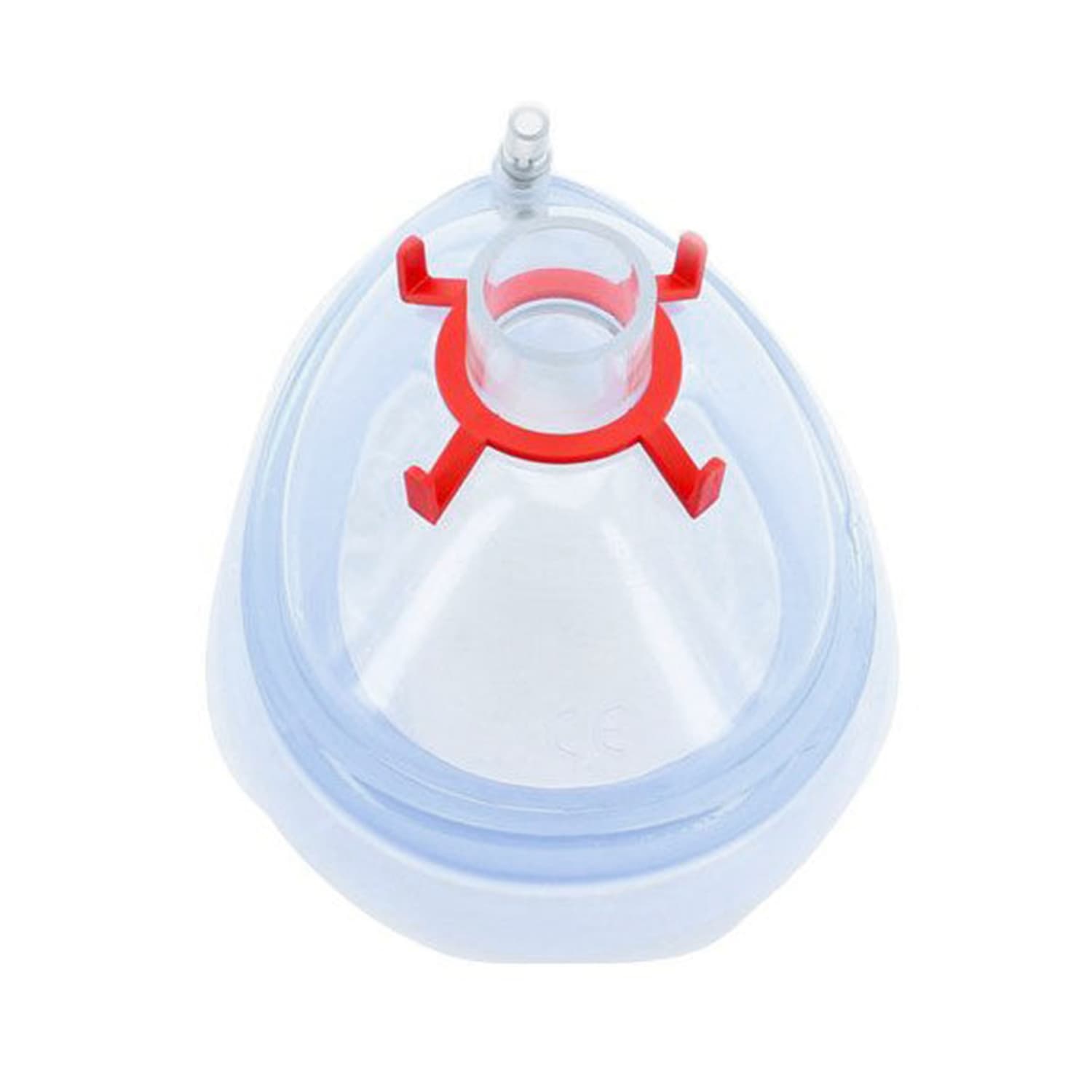 Flexicare Anesthesia Mask Venticaire with Tail Valve Style Adult Size 4 Hook Ring, Clear-Red Ring - Box of 20 - Image 1