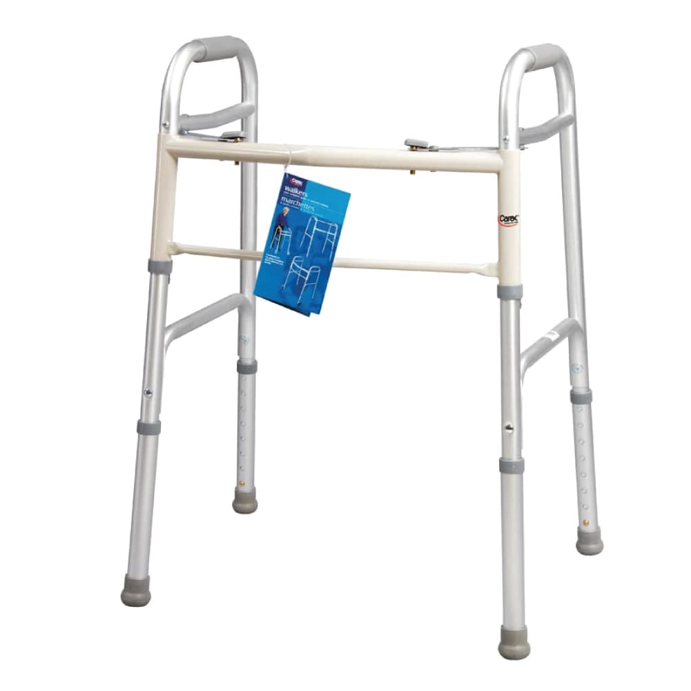 Carex Dual Release Folding Walker, Silver