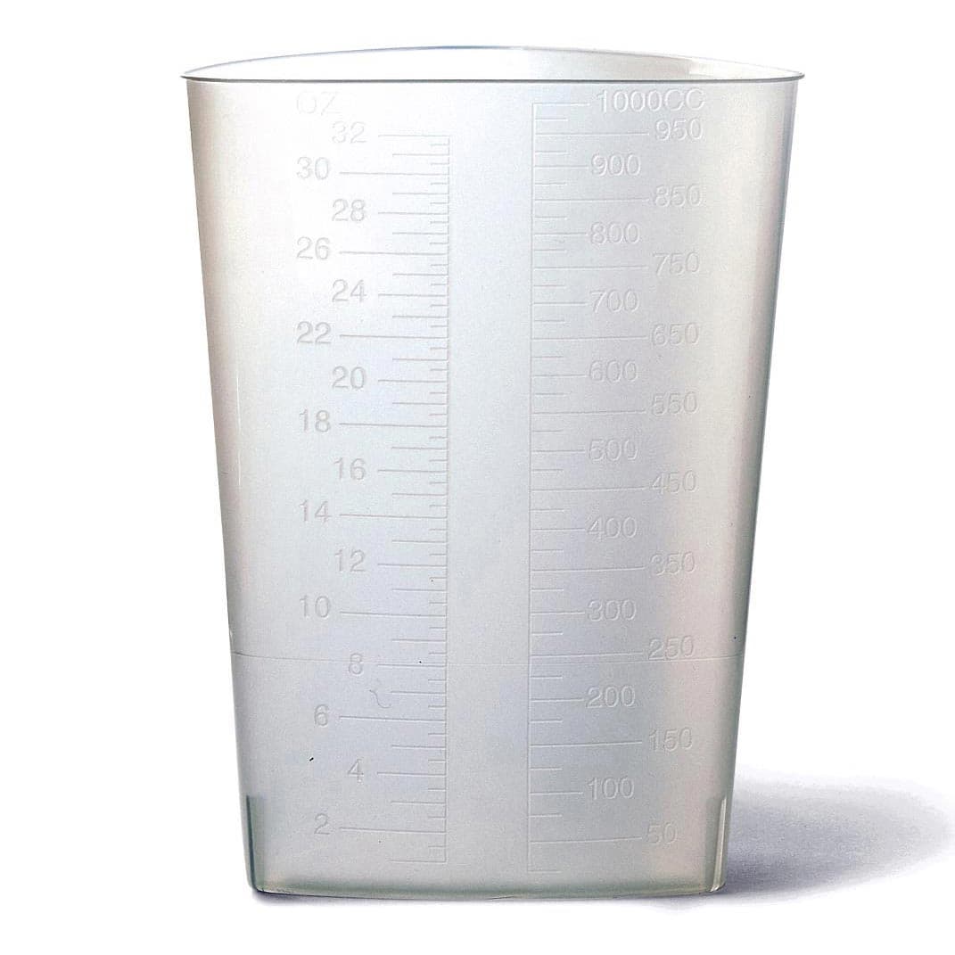 Medline Intake-Outtake Triangular Container, 32 oz, Graduated, Translucent - Image 1