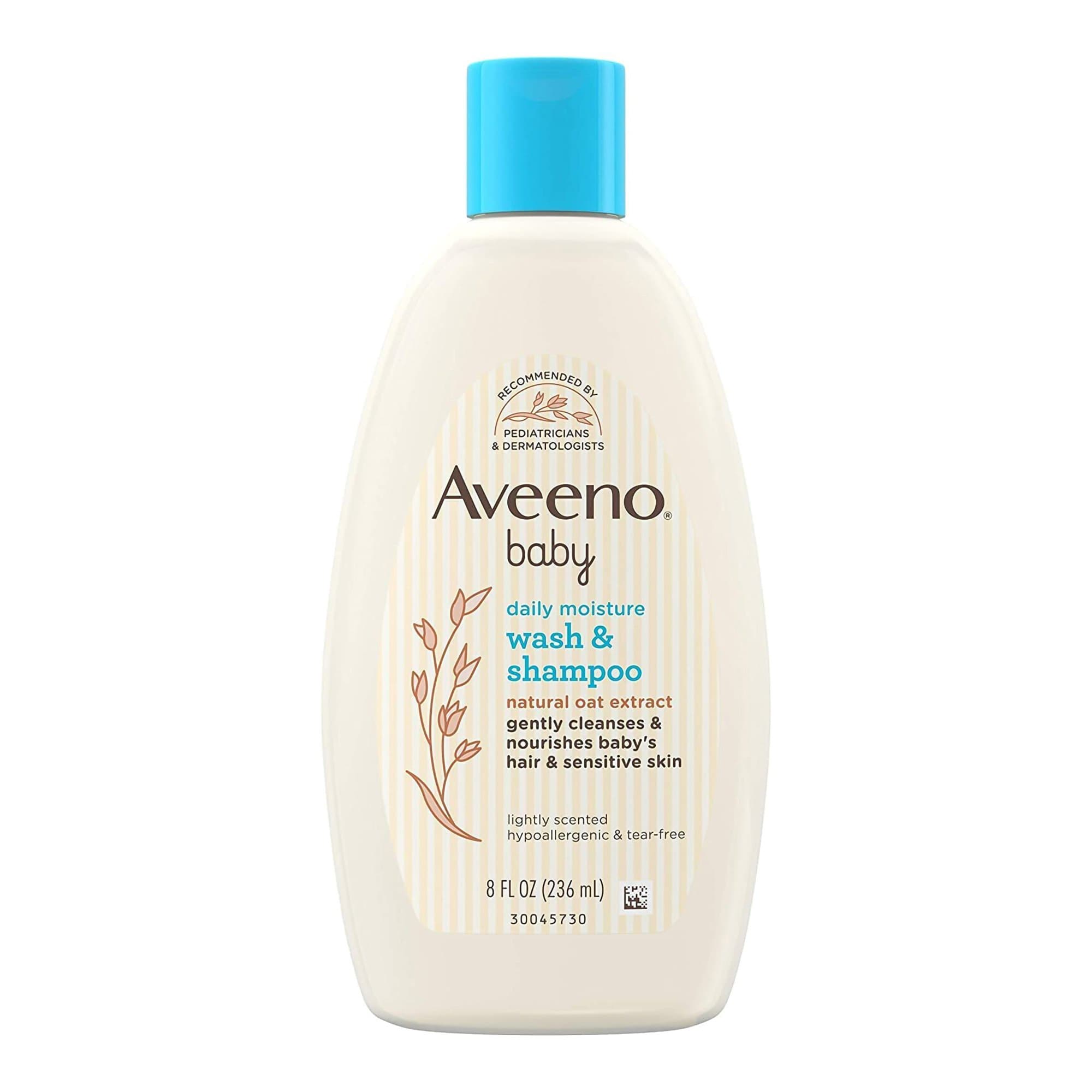 Aveeno Baby Daily Moisture Wash and Shampoo Bottle, 8 oz - Image 1