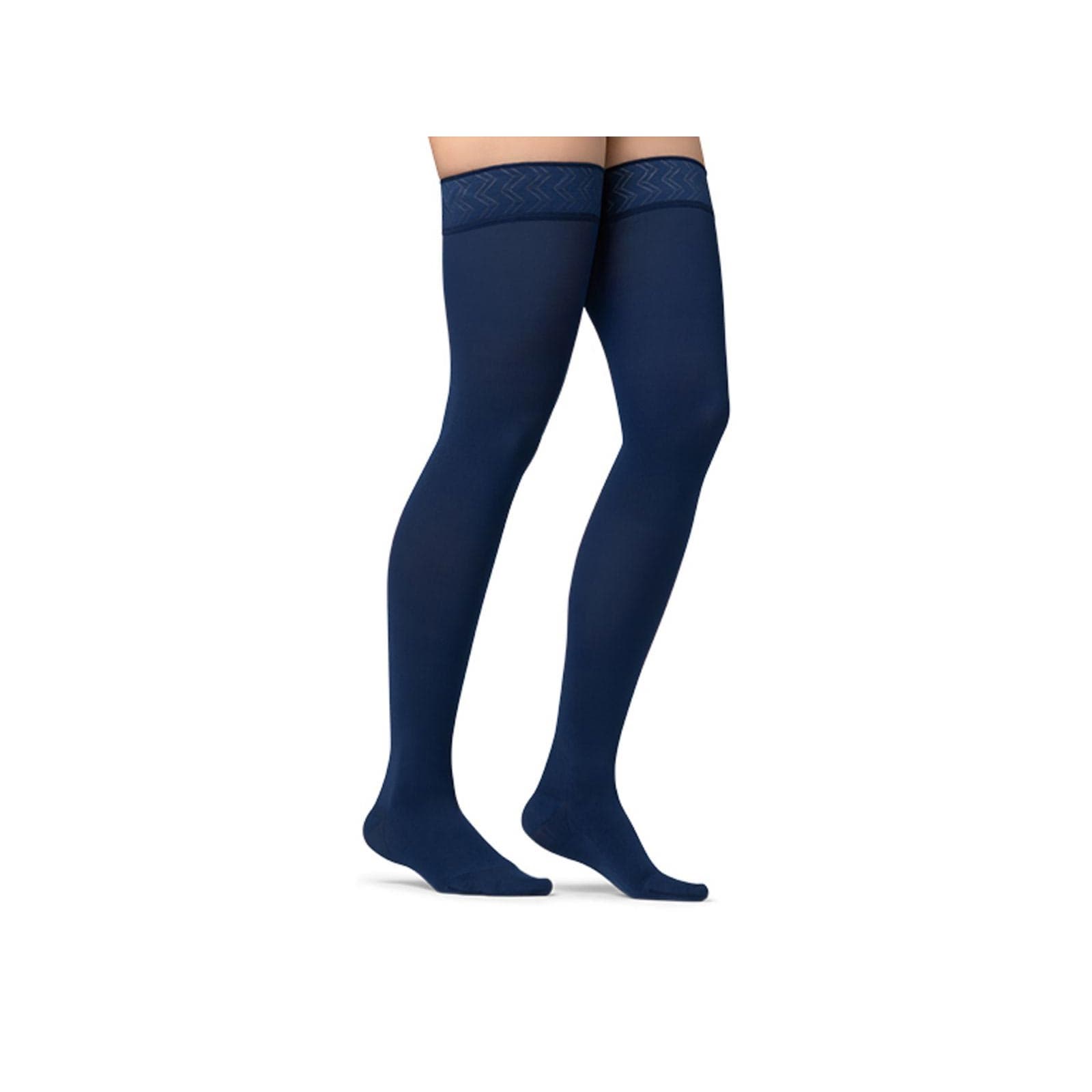 Jobst Maternity Opaque Thigh High CT Compression Stockings, 15-20mmHg, Large, Navy - Pair - Image 1