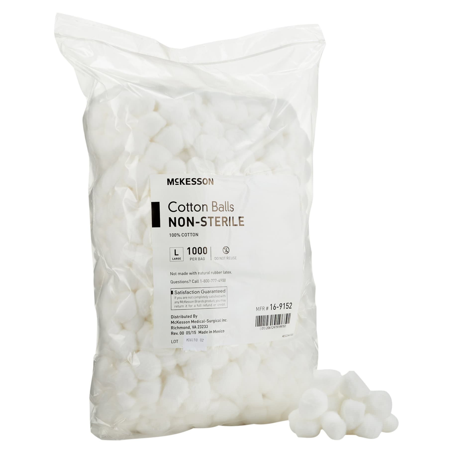 McKesson Cotton Ball White NonSterile, Large - Bag of 1000 - Image 1