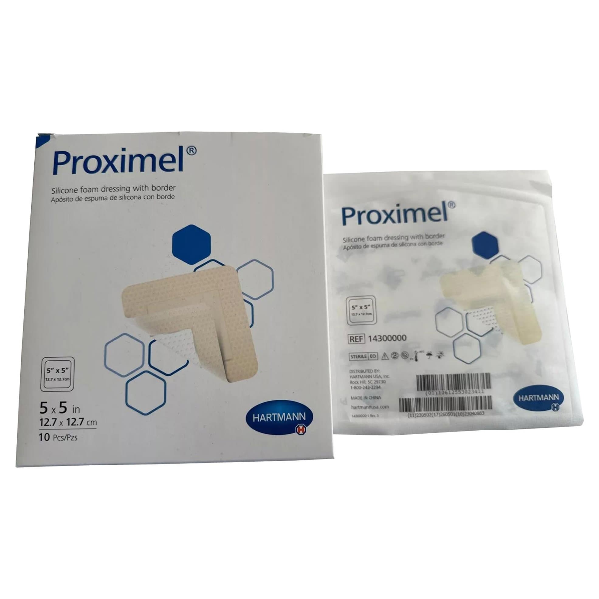 Proximel Silicone Foam Dressing with Border, 5 x 5 Inch - Box of 10 - Image 1