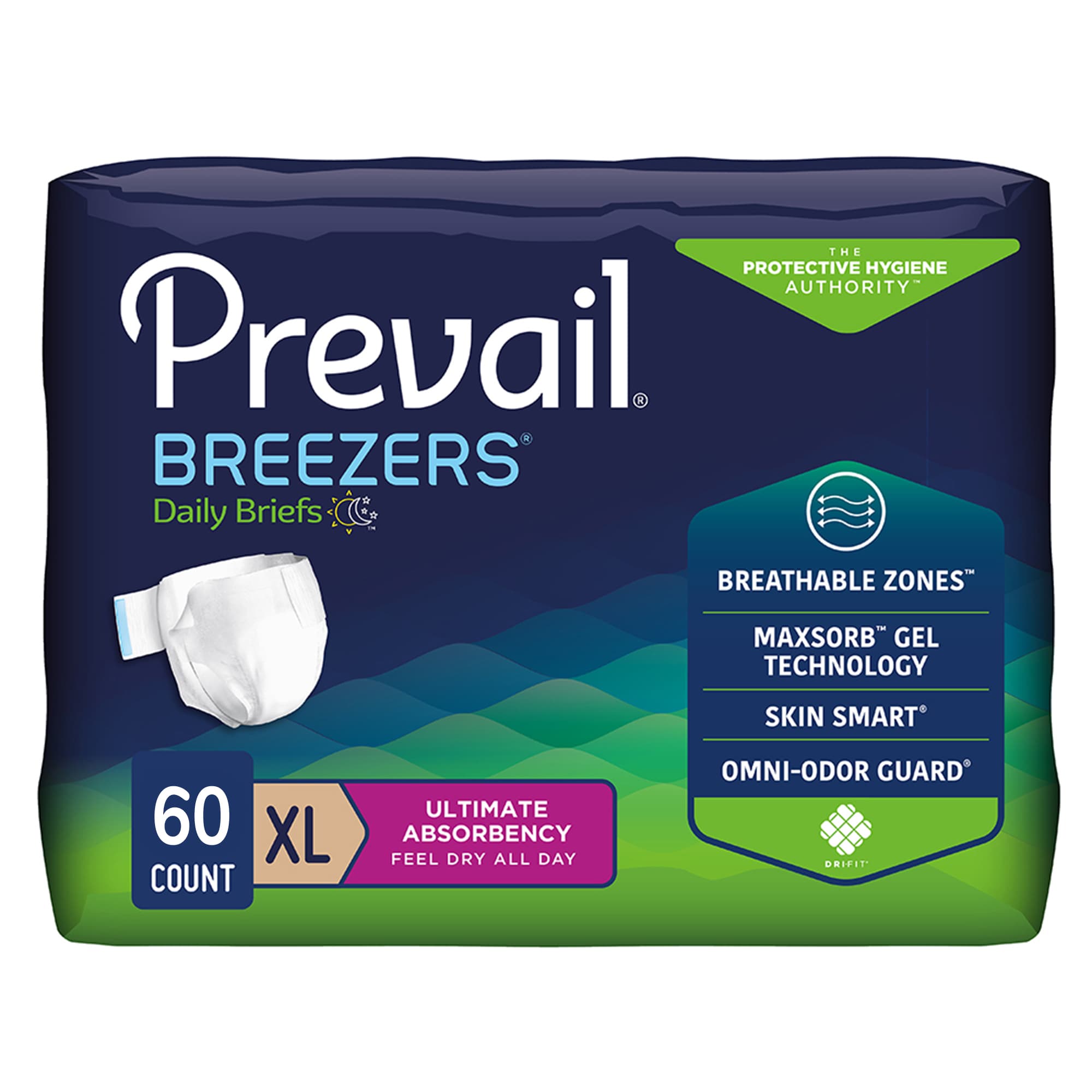 Prevail Breezers Ultimate Absorbency Adult Briefs, Extra Large - Case of 60 - Image 1