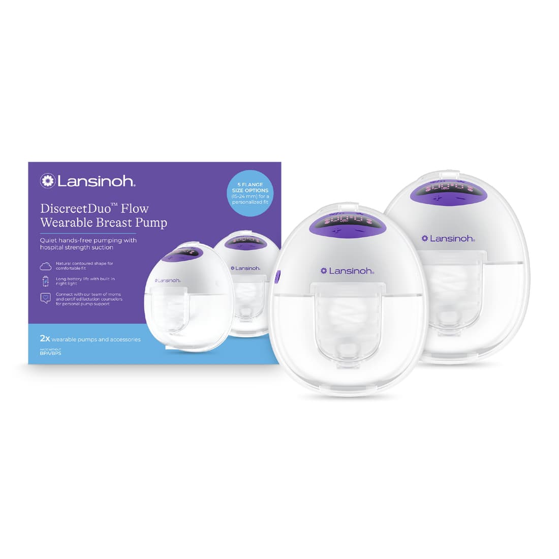 Lansinoh DiscreetDuo Flow Wearable Breast Pump - Image 1