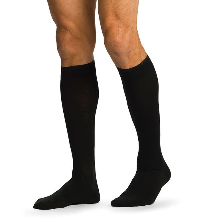 Sigvaris Mens All Season Merino Wool Closed Toe Compression Socks, 15-20mmHg, Size A, Black - Pair - Image 1