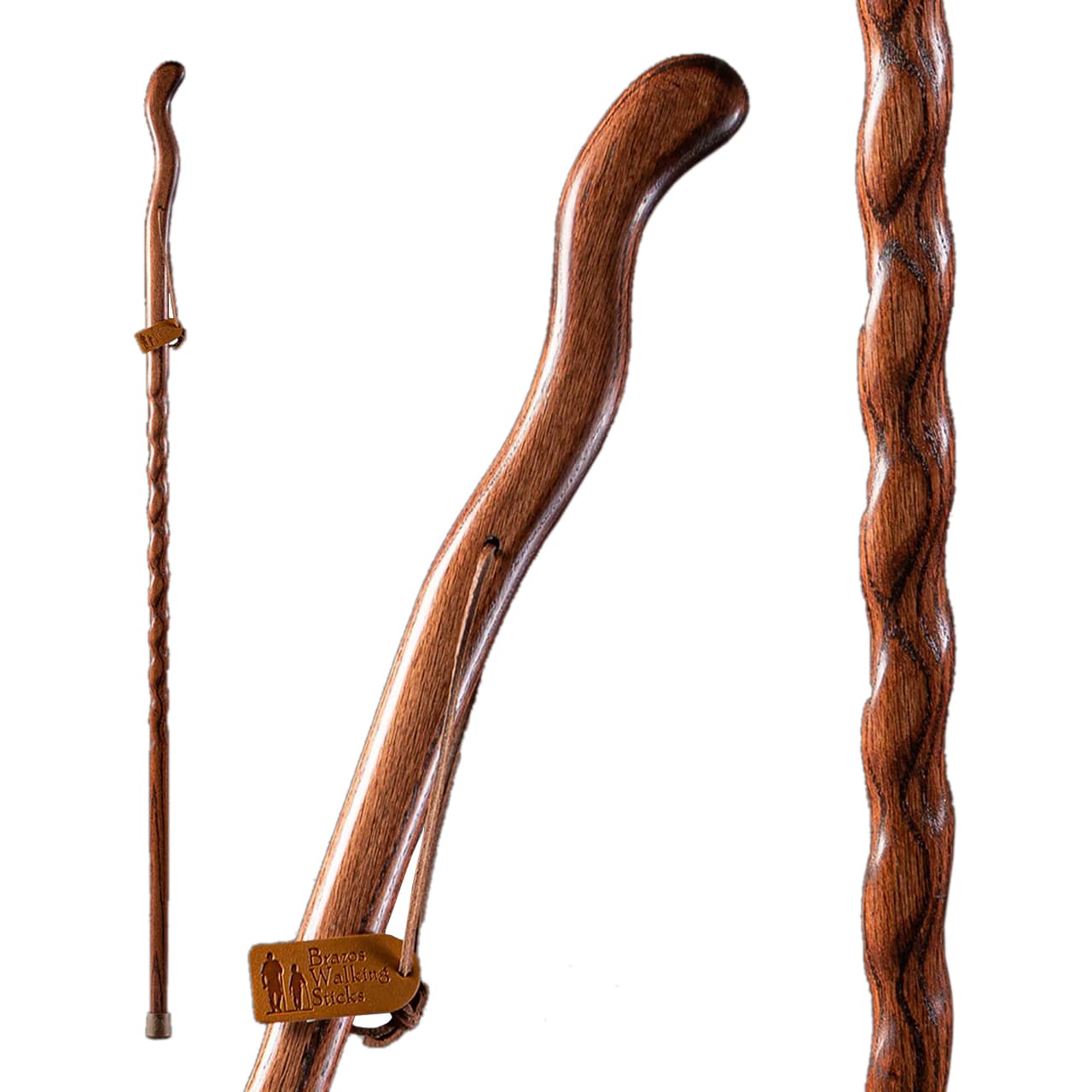 Mabis Brazos Twisted Oak Fitness Handcrafted Walking Stick, 58 Inch, Red - Each - Image 1