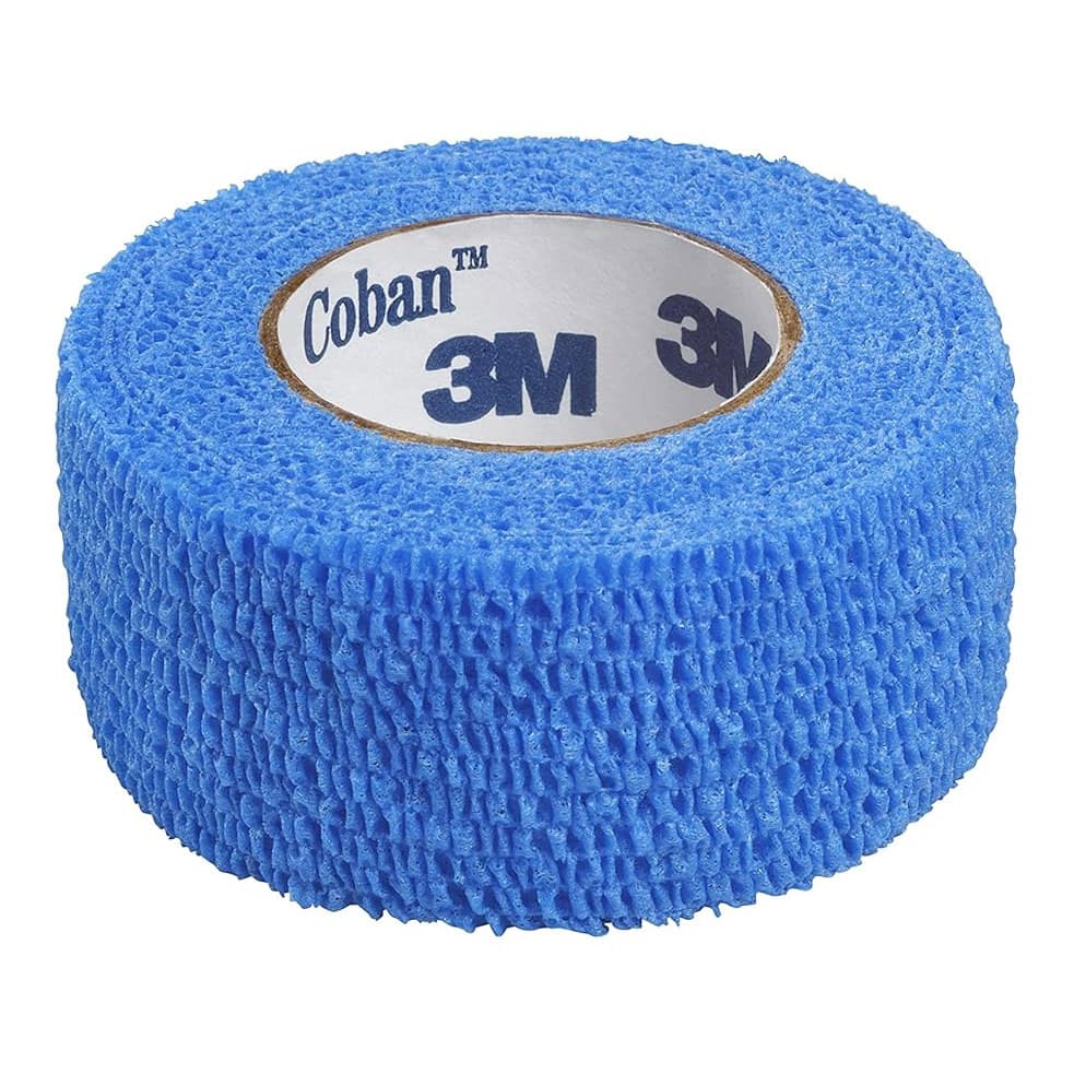 3M Coban Standard Compression Self-Adherent Wrap, NonSterile, Blue, 1 Inch x 5 Yard - Each - Image 1