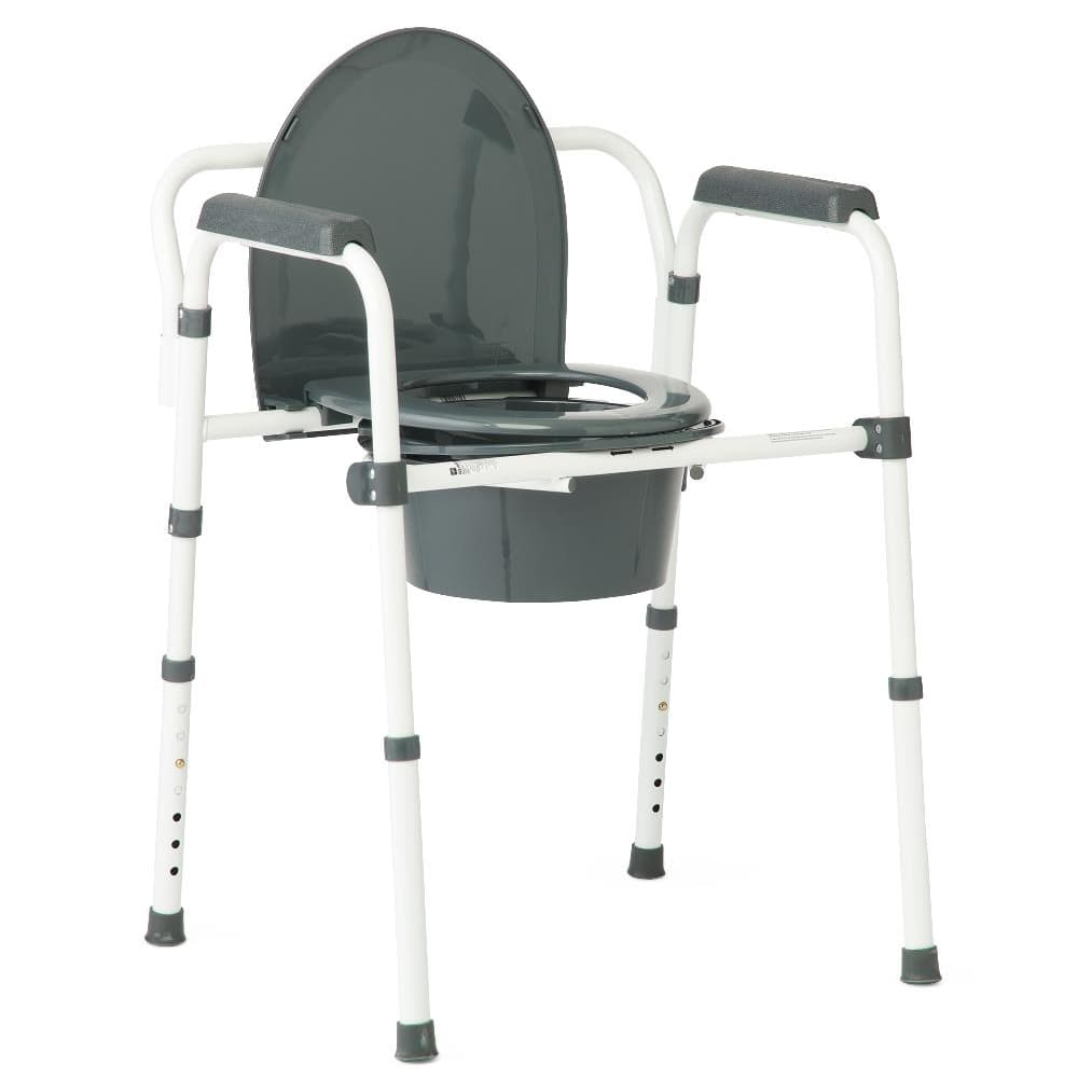 Medline Dark Grey 3-in-1 Folding Commode with Standard Seat - Each - Image 1