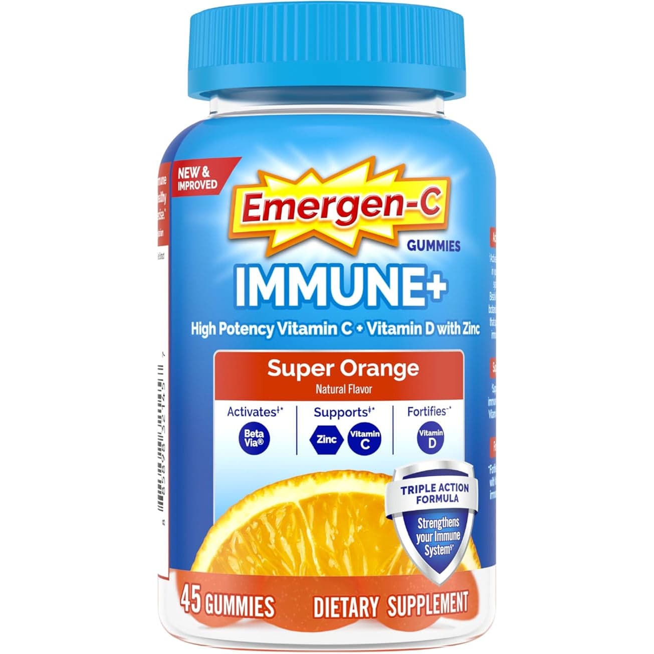 Emergen-C Immune+ Immune Support Gummies, Super Orange, 1000 mg, 45 Count - Each - Image 1