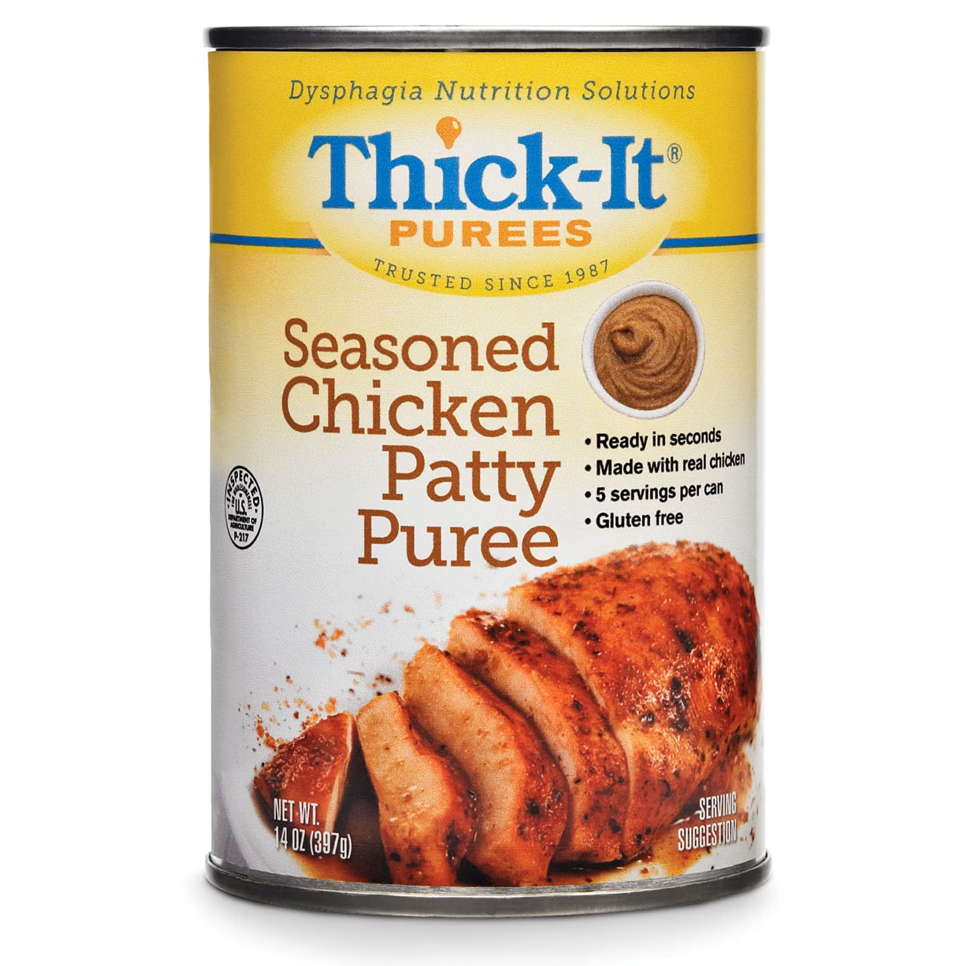 Thick-It Puree, Seasoned Chicken Patty, 14 oz - Case of 12 - Image 1