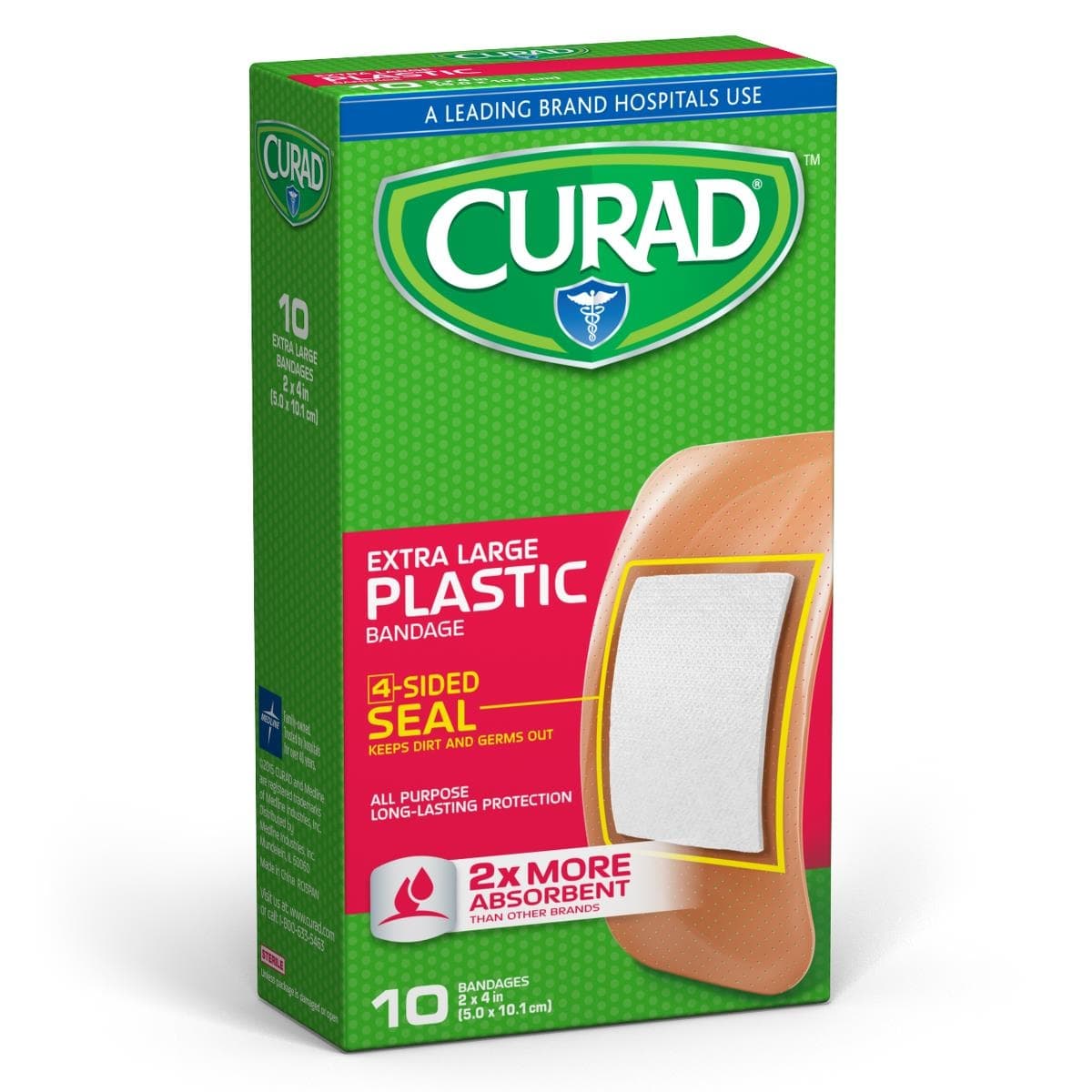 Curad Plastic Adhesive Patch, 2 x 4 Inch - Case of 24 - Image 1