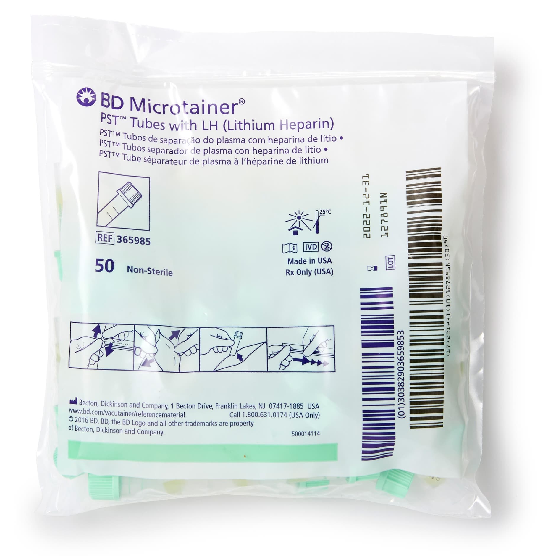 BD Microtainer Capillary Blood Collection Tube, Lithium Heparin Separator Gel