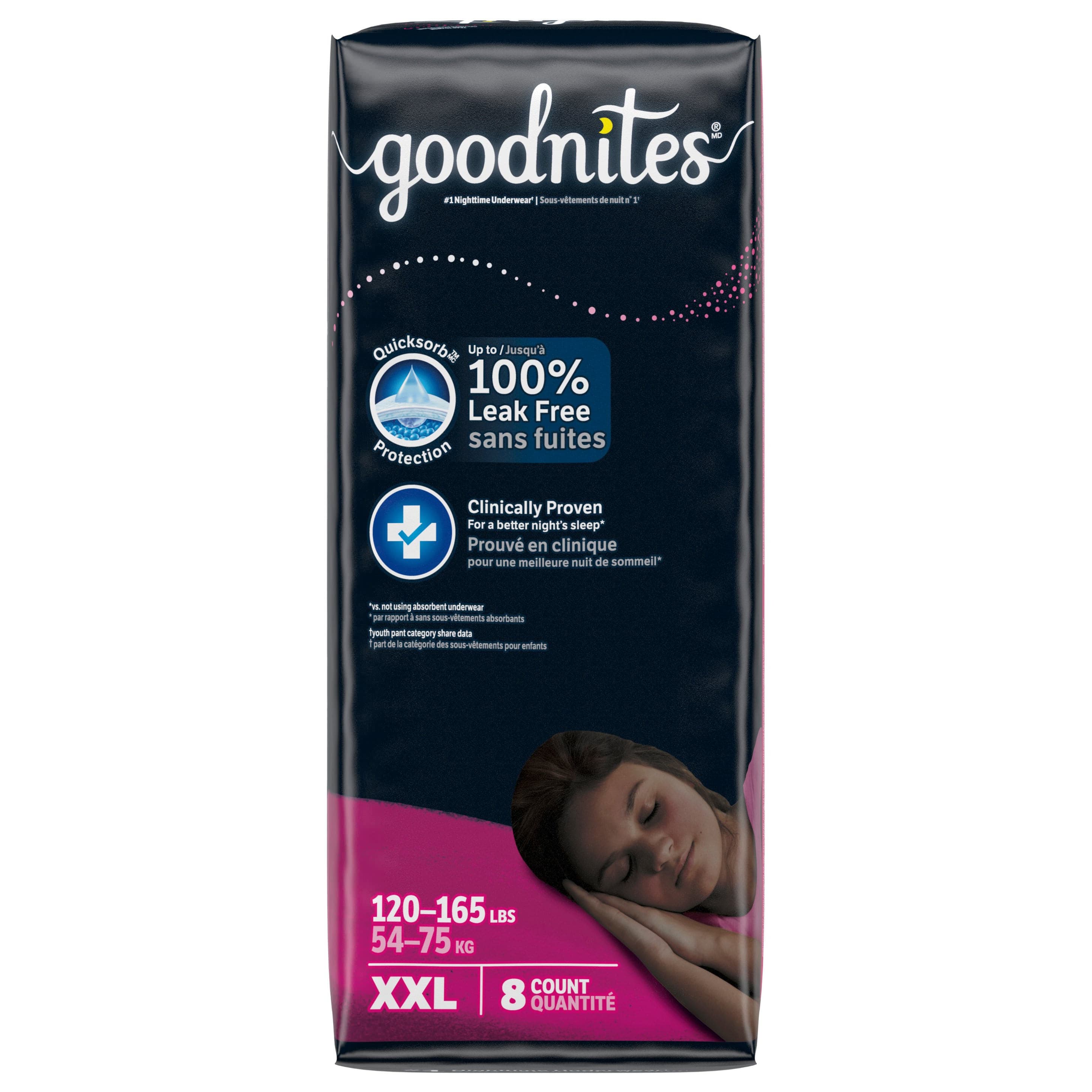 GoodNites Absorbent Female Underwear, 2 Extra Large - Package of 8 - Image 1