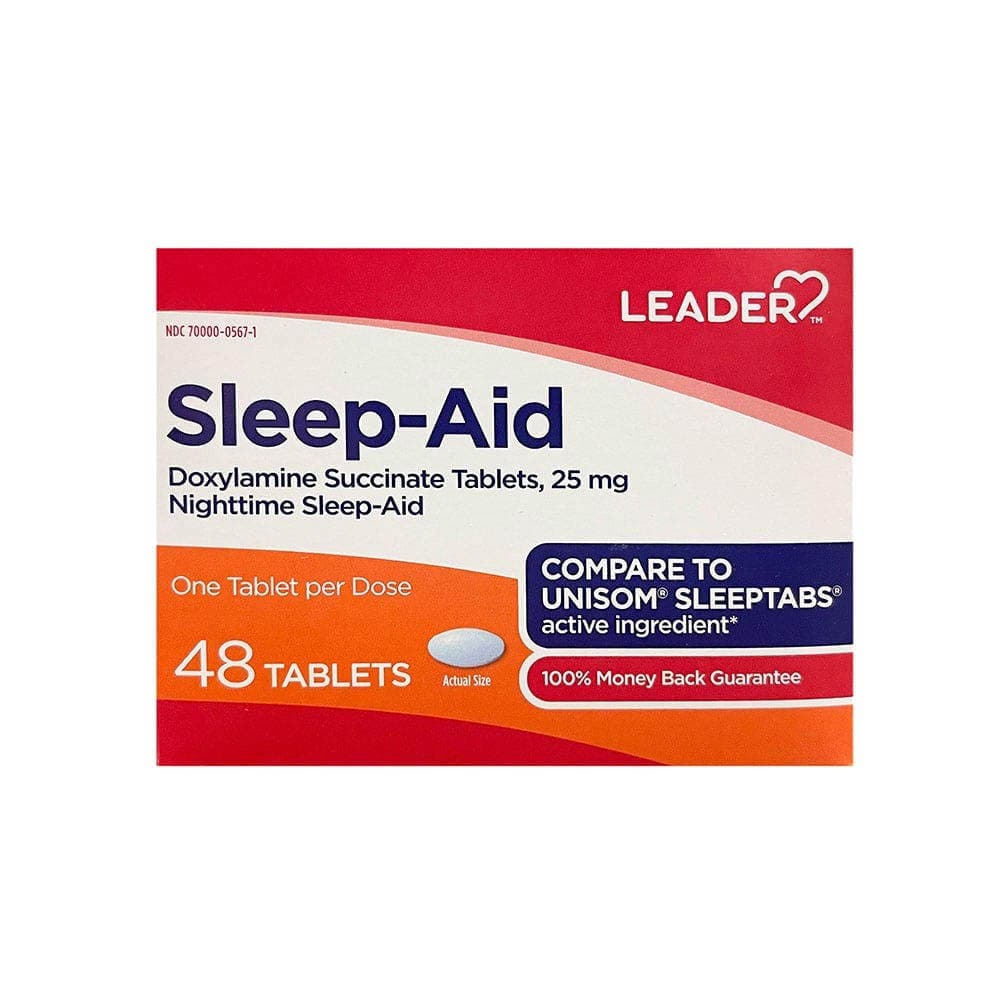 Leader Nighttime Sleep Aid Tablets, 25 mg - 48 Count - Each - Image 1