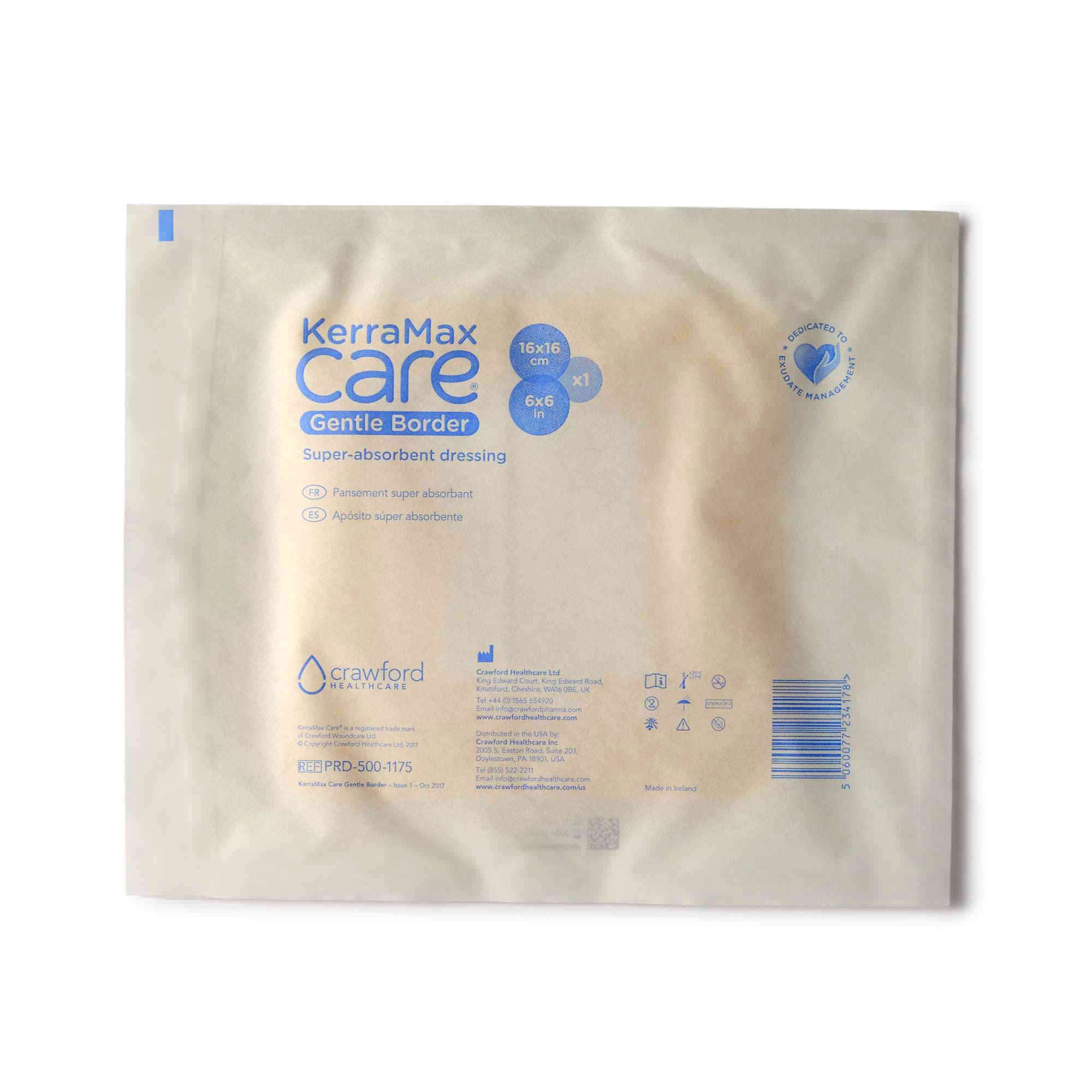 KerraMax Care Gentle Border Super Absorbent Dressing, 6 x 6 Inch - Image 1
