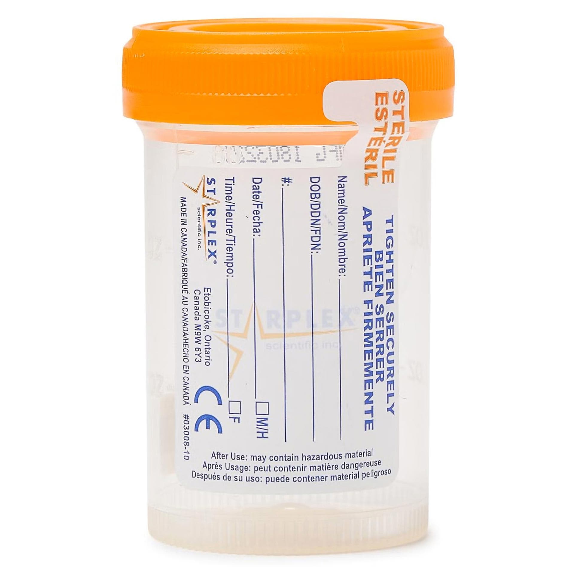 Starplex Specimen Container for Pneumatic Tube Systems, Graduated, Sterile Inside Only - Each - Image 1