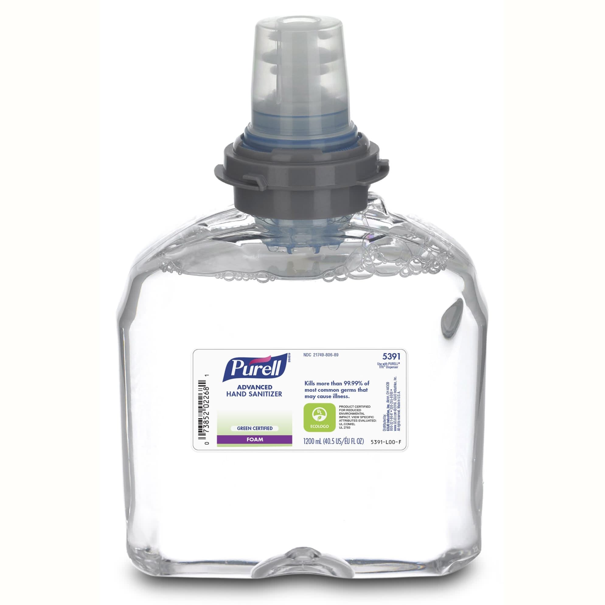 Purell Advanced Green Certified Hand Sanitizer Foam Refill Bottle for TFX-12 Dispenser, 1,200 mL - Image 1