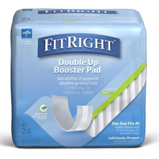FitRight Double Up Thin Incontinence Booster Pads, 3.5 x 11.5 Inch - Case of 192 - Image 1