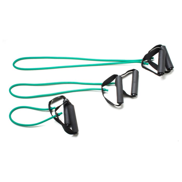 CanDo Tubing with Handles Exerciser Full Body Set, Green, medium - Set of 3 - Image 1