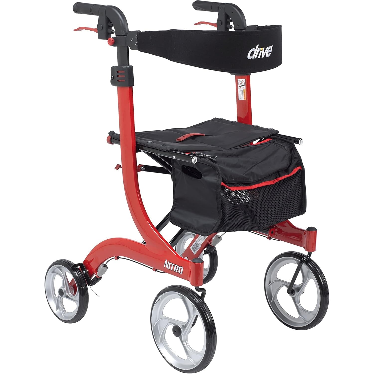 Drive Nitro Tall Height Aluminum Rollator, Red - Each - Image 1