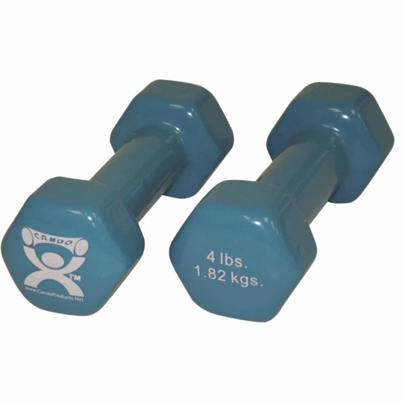 CanDo vinyl coated dumbbell, Light Blue, 4 Lb - Pair - Image 1
