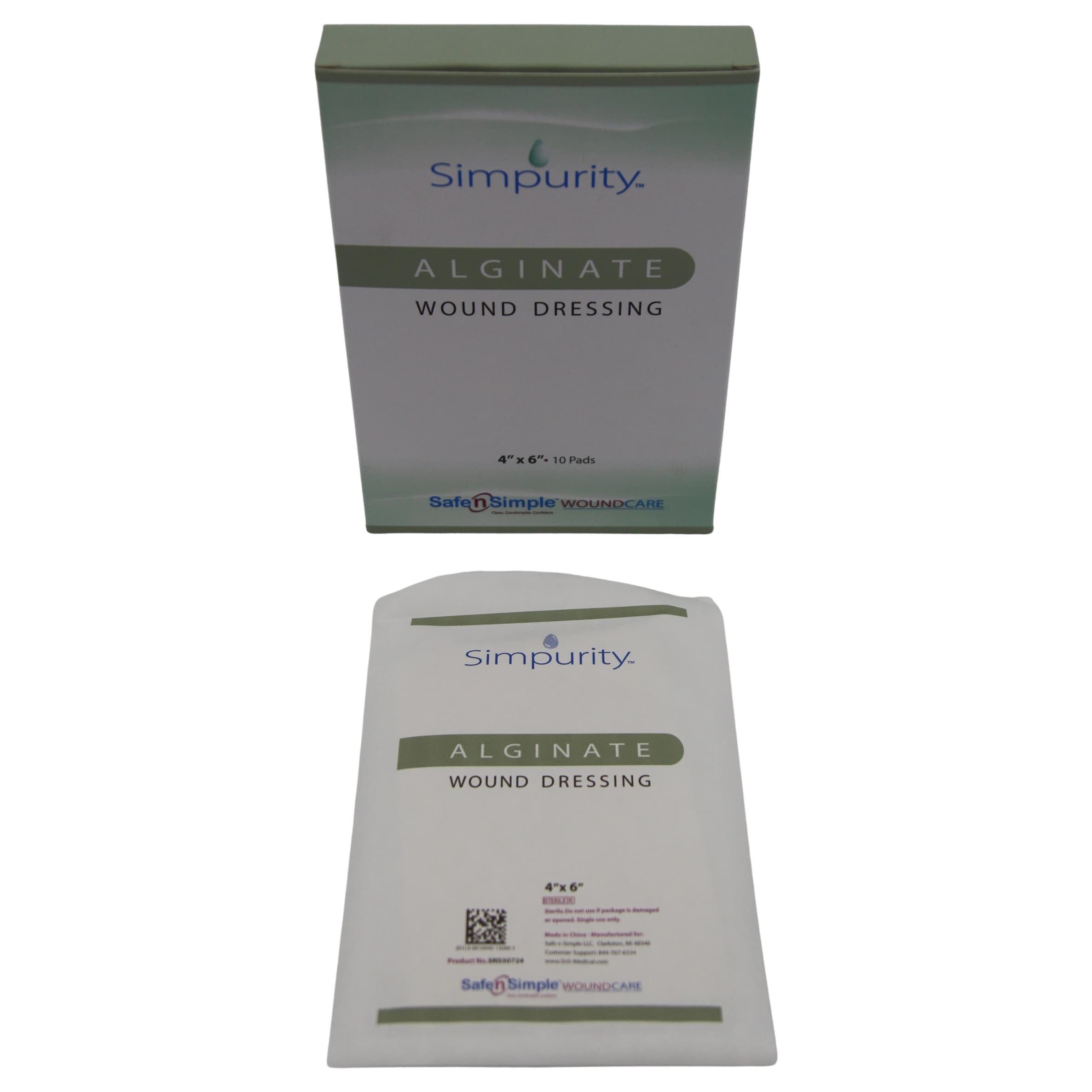 Simpurity Calcium Alginate Wound Dressing, 4 x 6 Inch - Box of 10 - Image 1
