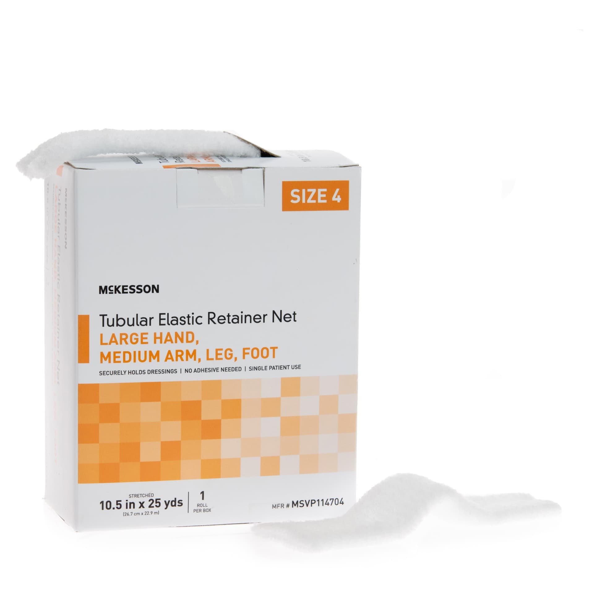 McKesson Elastic Net Retainer Dressing, 10-1/2 Inch x 25 Yard, Size 4, Large Hand Medium Arm Leg Foot - Box of 1 - Image 1
