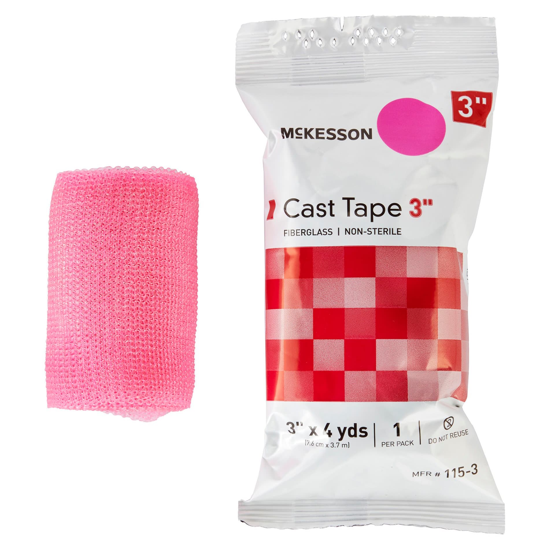 Mckesson Cast Tape, Pink, 3 Inch x 12 Foot, Fiberglass - Box of 10 - Image 1