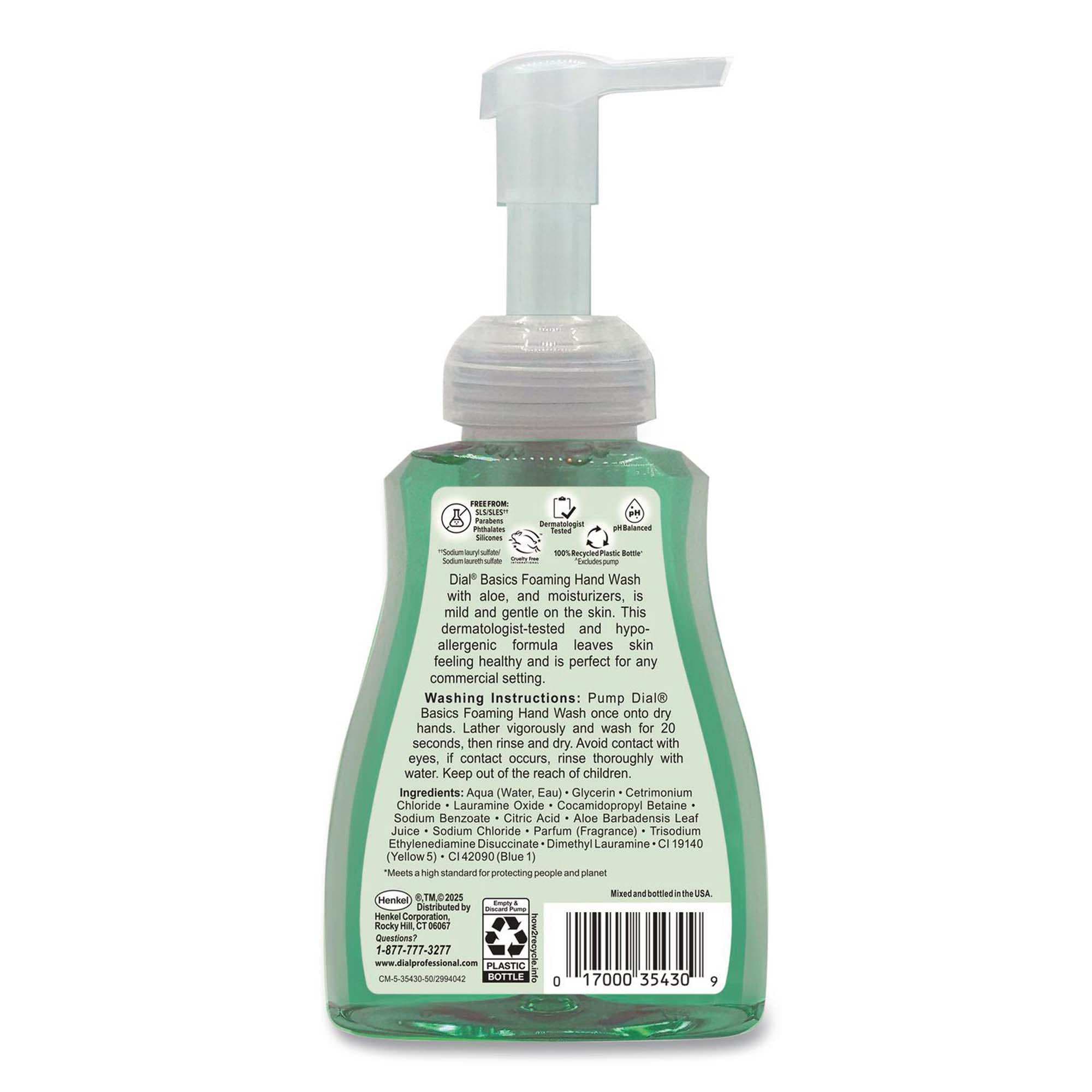 Dial Professional Basics Aloe Foaming Handwash, HypoAllergenic, Pump Bottle, 10 oz - Carton of 8 - Image 2