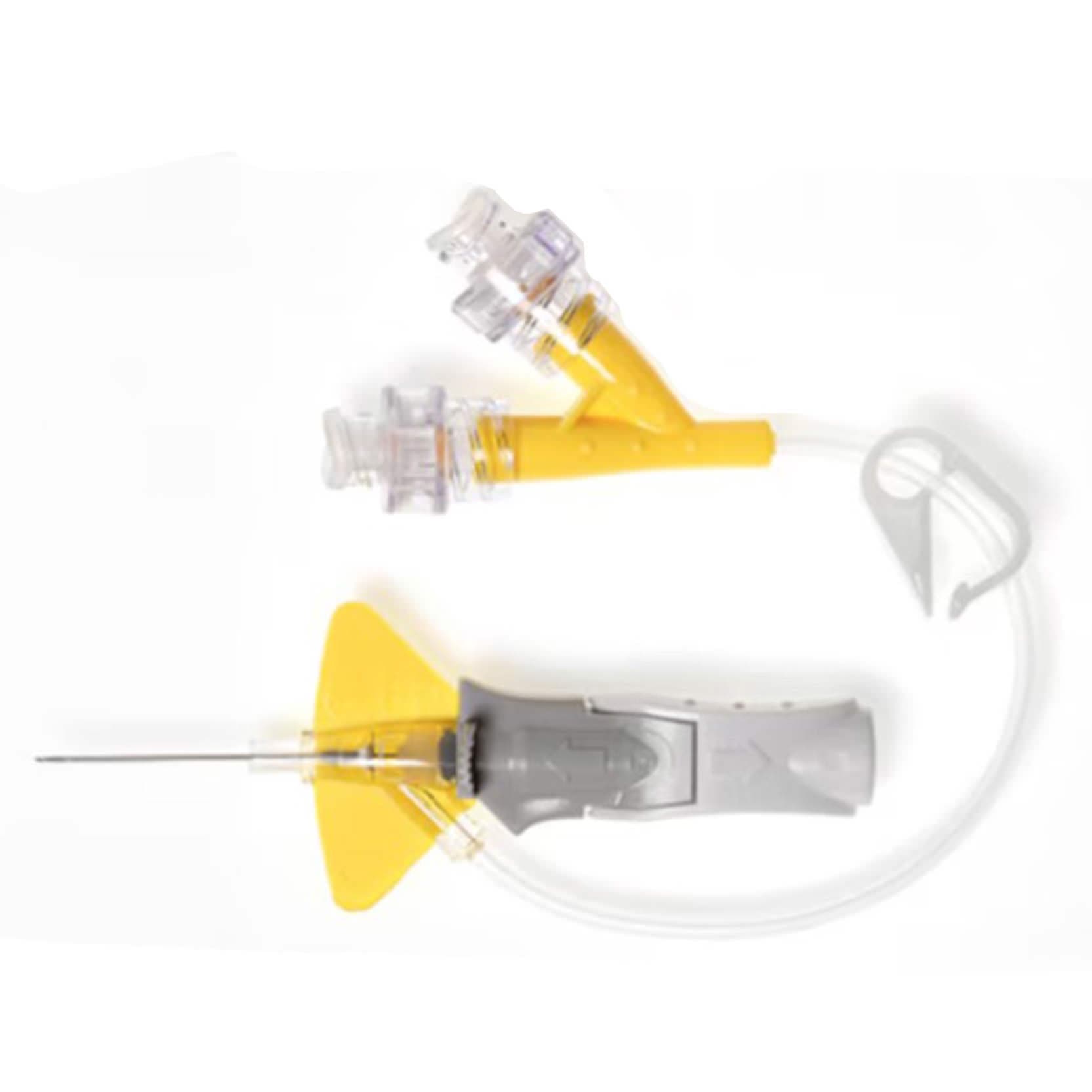 BD Nexiva Sliding Closed IV Catheter, Dual Port, Yellow, 24 Gauge, 0.75 Inch - Box of 20 - Image 1
