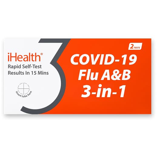 iHealth COVID-19 & Flu A/B 3-in-1 Antigen Rapid Home Test Kit