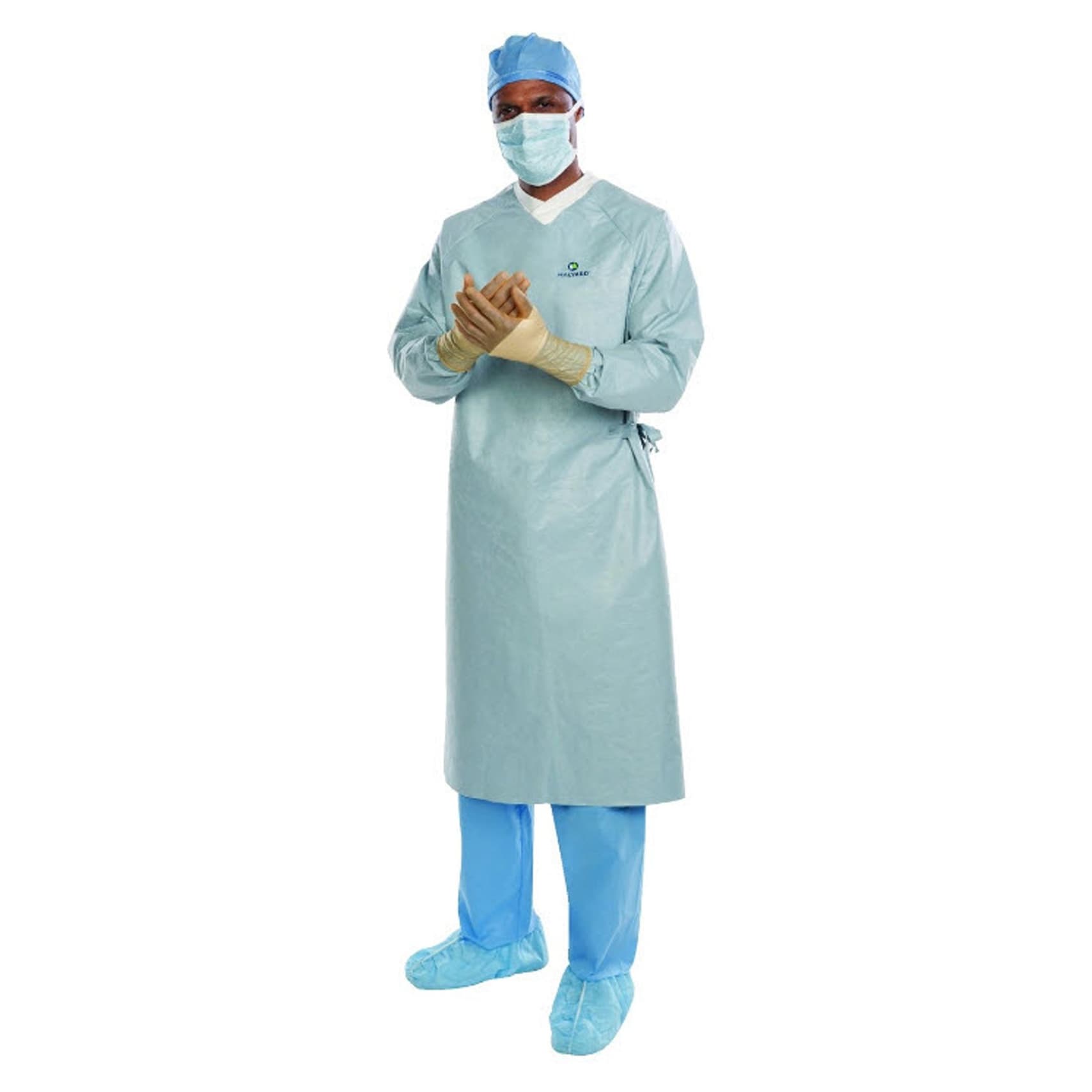 Aero Chrome Surgical Gown with Towel Full, Silver, 2X-Large-X-Long - Case of 30 - Image 1