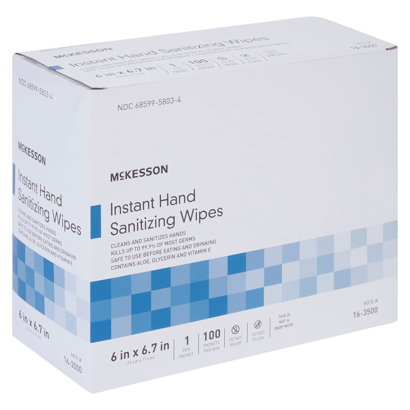 McKesson Instant Hand Sanitizing Wipes, Individual Packet - Box of 100 - Image 1