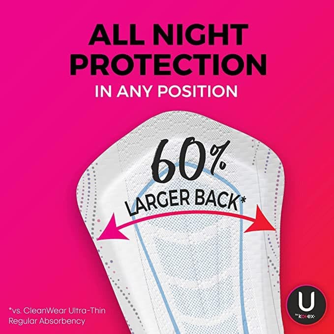 U by Kotex AllNighter Ultra Thin Pads, Overnight Absorbency - Package of 13 - Image 4