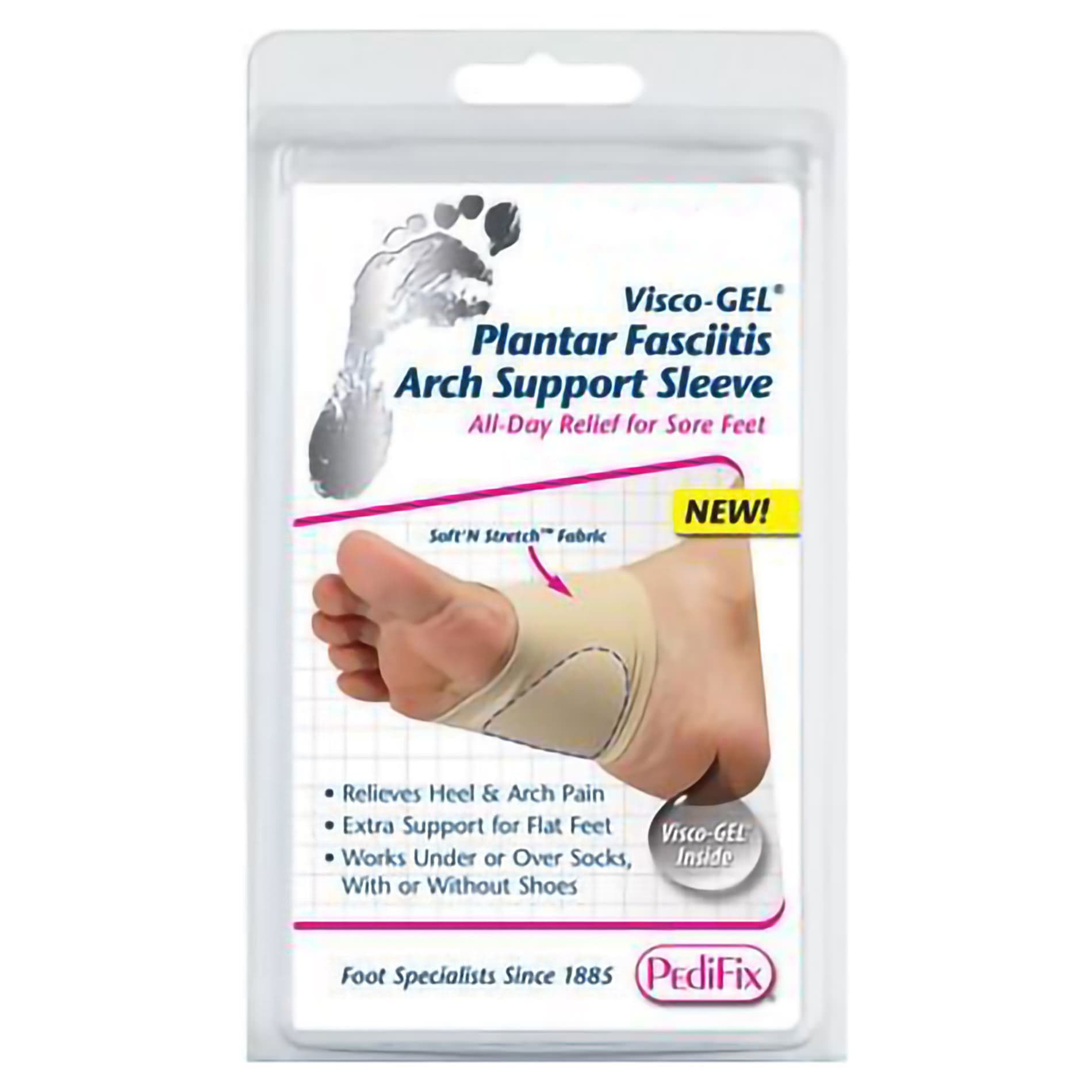 Pedifix Visco-GEL Plantar Fasciitis Arch Support Pull-On Sleeve, Small-Medium - Each - Image 1