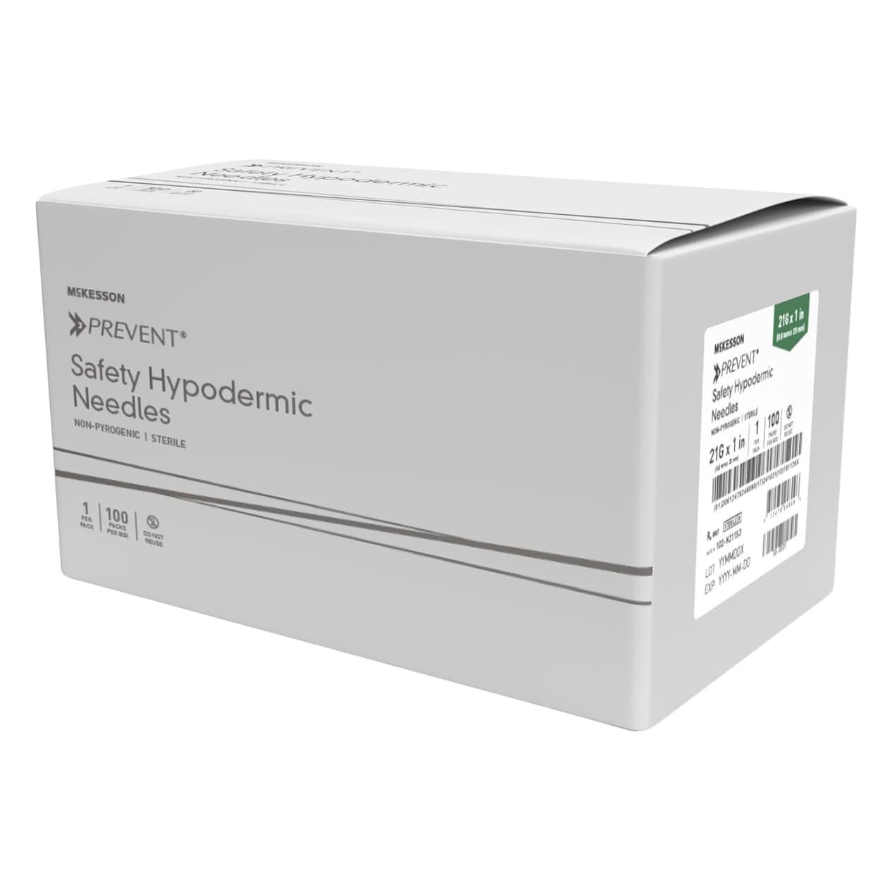 McKesson Prevent Hypodermic Needle, Pink, 18 Gauge, 1 Inch Length - Box of 100 - Image 1